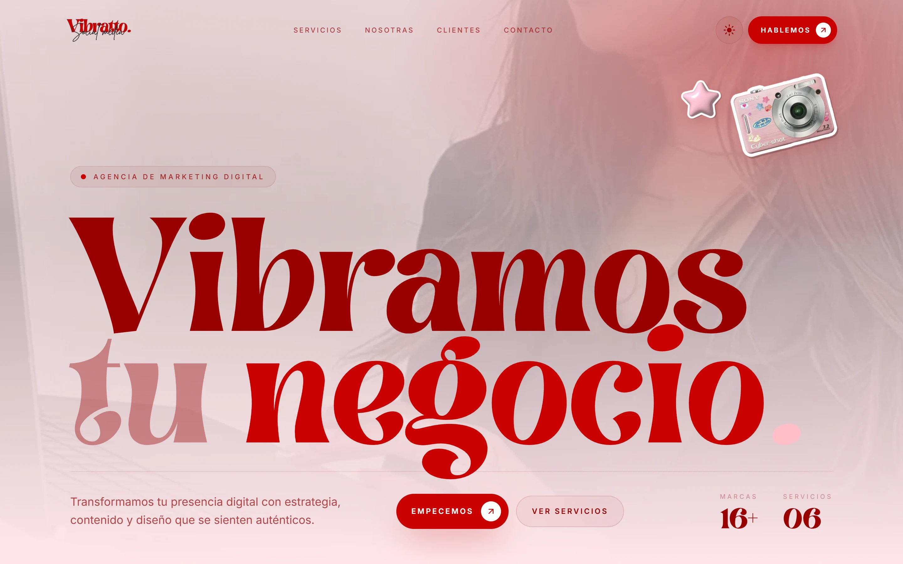 Portada del sitio de Vibratto con el título Vibramos tu negocio.